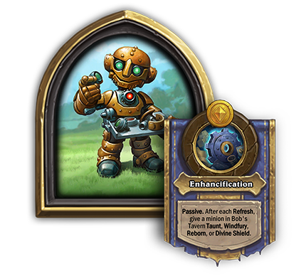 Enhance-o-Mechano - New Battlegrounds Hero coming to Hearthstone with patch 25.0 - Image via Blizzard