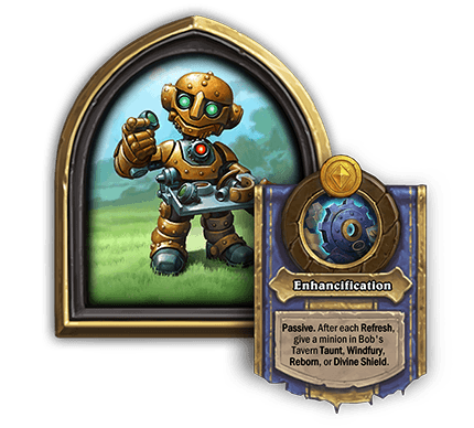 Enhance-o-Mechano - New Battlegrounds Hero coming to Hearthstone with patch 25.0 - Image via Blizzard