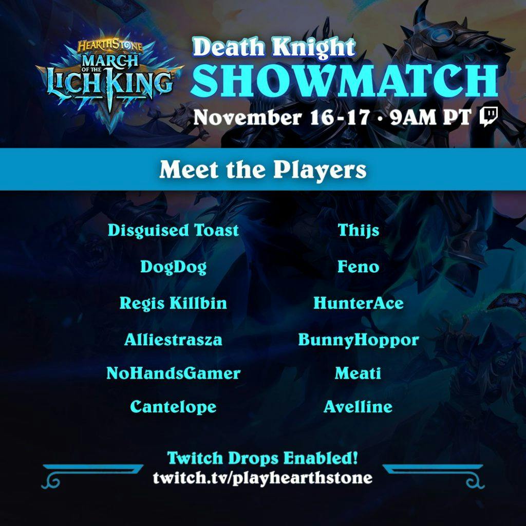 The 12 players in the March of the Lich King Death Knight Showmatch. Image via Blizzard Entertainment.