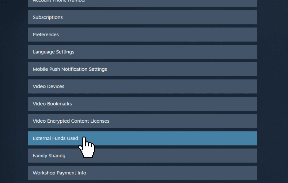 Step Four: Press "External Funds Used"