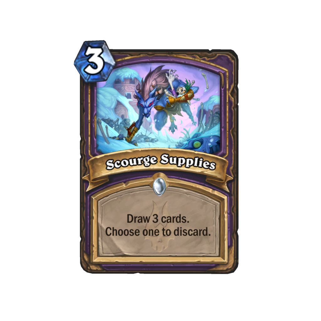 Scourge Supplies - New Discard Warlock Card for March of the Lich King Hearthstone Expansion<br>Image via Blizzard