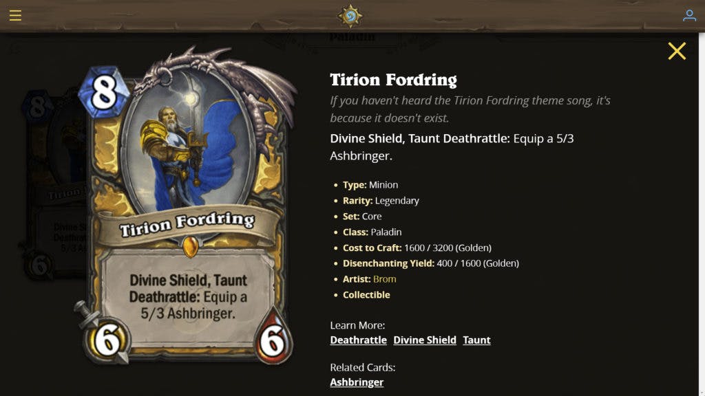 Tirion Fordring<br>(Image via Blizzard)