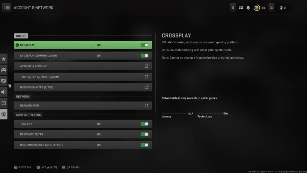 Crossplay settings allow you to play and communicate with players on other platforms (Image via Esports.gg)