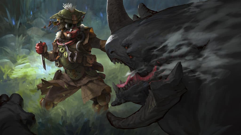 Apex Legends background of Bloodhound in the midst of a hunt
