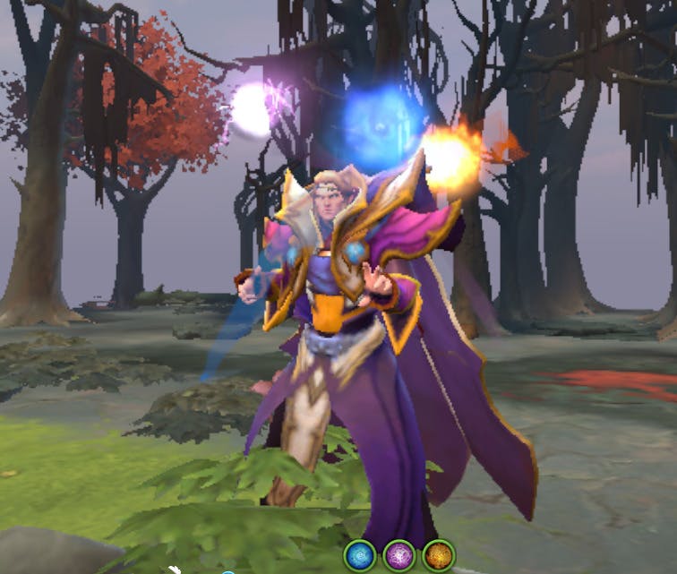 The Invoker is seen with 3 orbs around his figure.