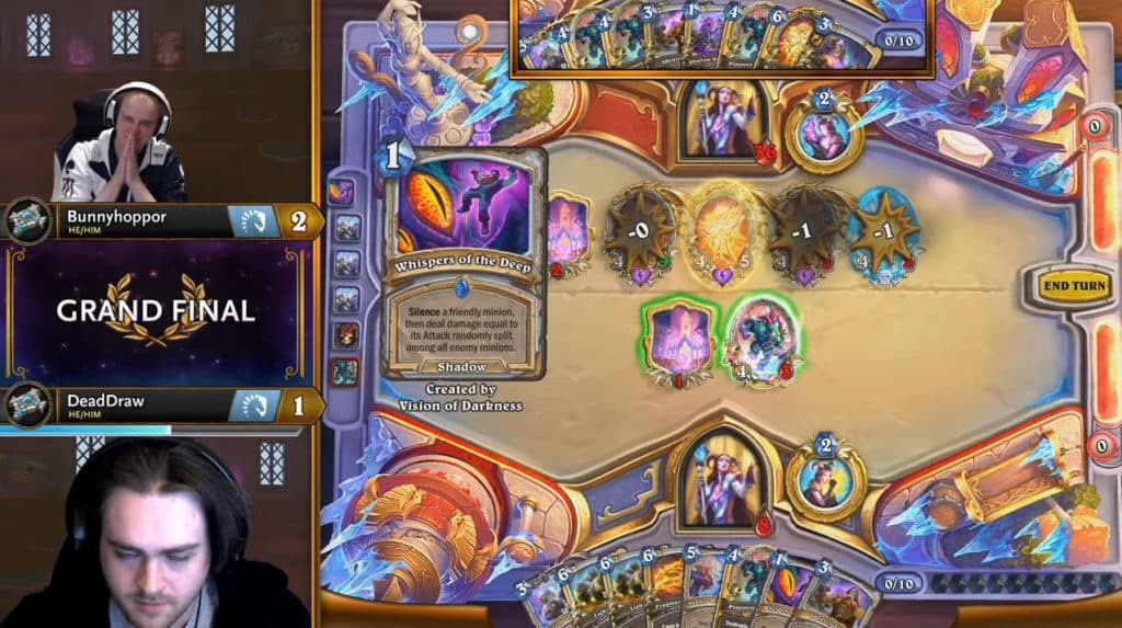 Bunnyhoppor versus DeadDraw during Hearthstone World Championship 2022. Image via Blizzard Entertainment.