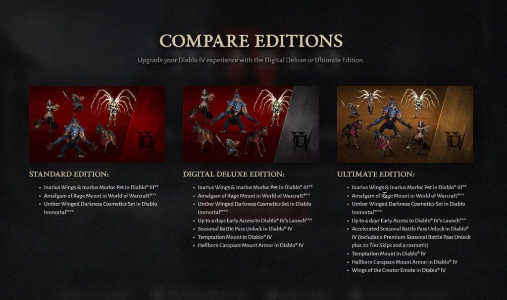 There are three editions for Diablo 4.