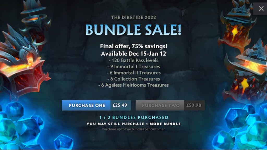 Diretide 2022 Battle Pass Bundle (Screenshot by Esports.gg)