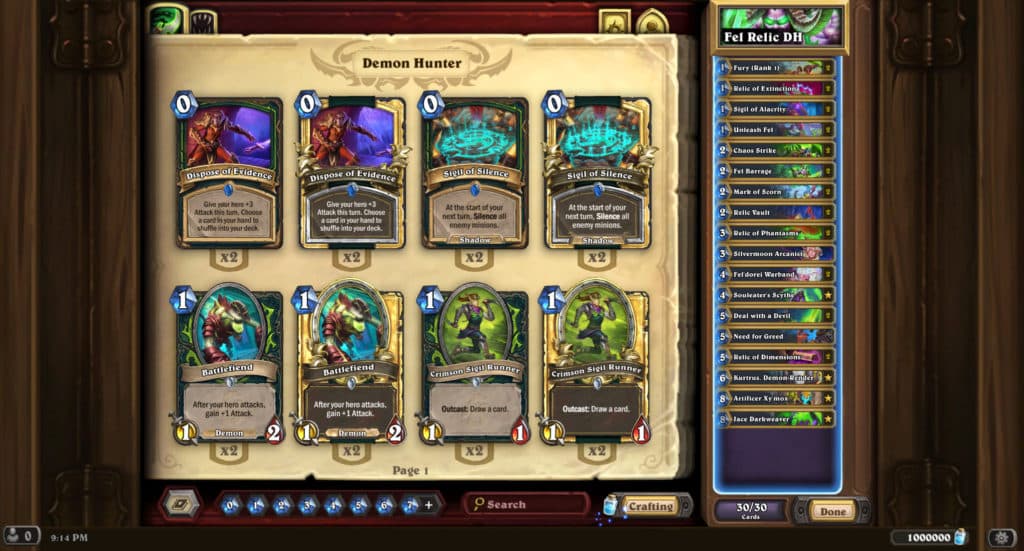 The Fel-Relic Demon Hunter deck. Image via Blizzard Entertainment.