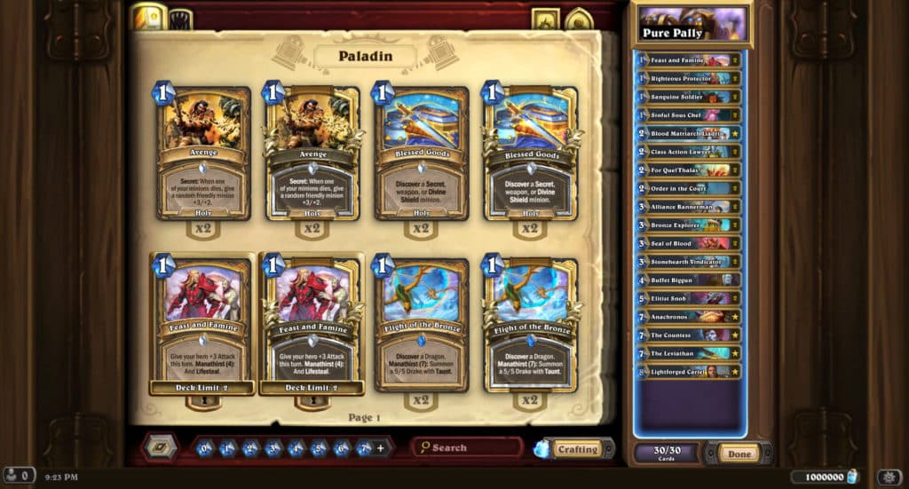 The Pure Paladin deck. Image via Blizzard Entertainment.