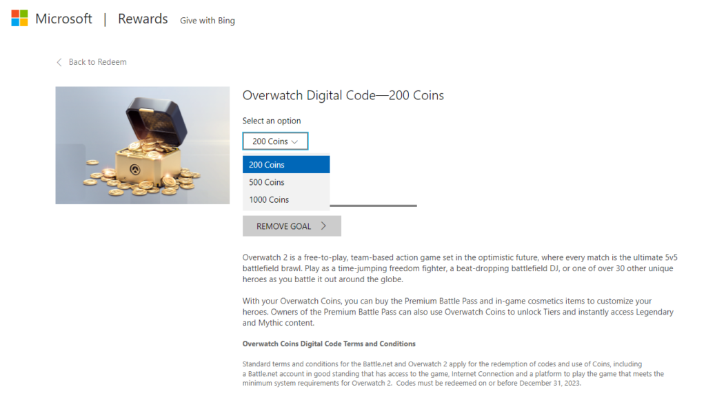 How to redeem Microsoft Reward Points for Overwatch Coins. Image via Microsoft.
