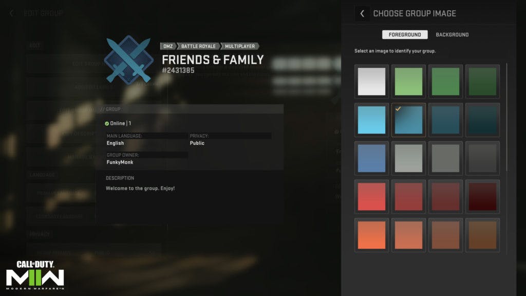 The new Group feature in CoD MWII (image via Activision)