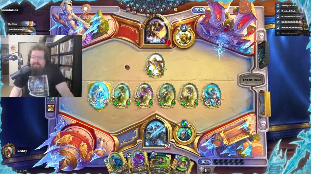 Zeddy piloting the Even Unholy Death Knight deck during the March of the Lich King theorycrafting livestream. Image via Zeddy on YouTube.