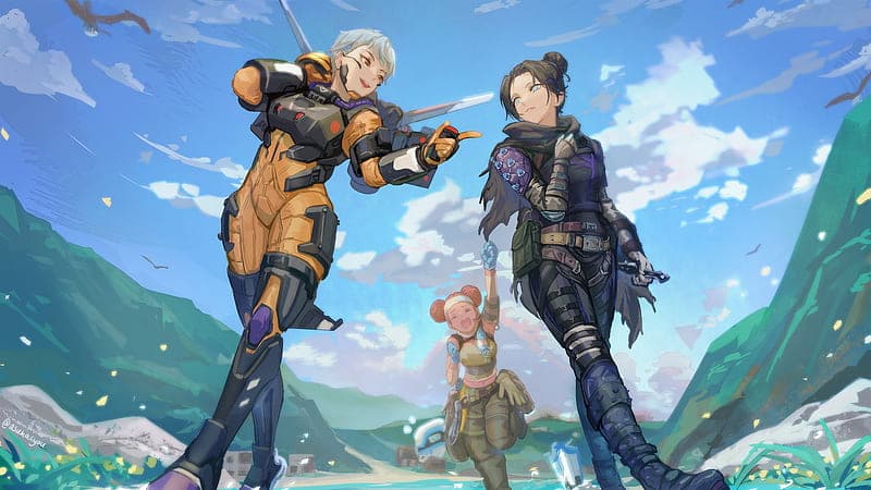 Anime style Valkyrie, Wraith, and Lifeline squad