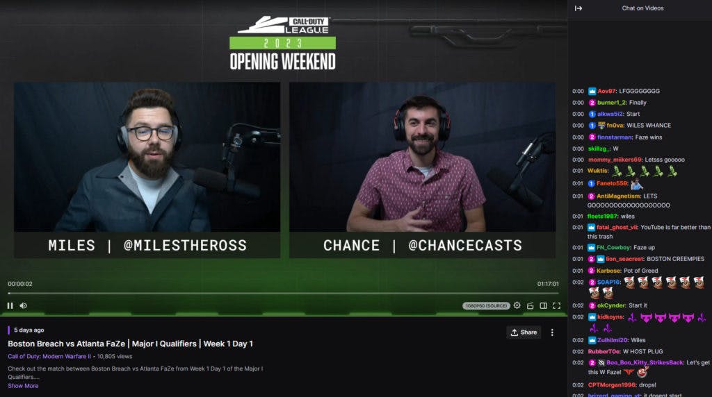 The CDL is on Twitch for the first time since franchising. Screenshot via Esports.gg.