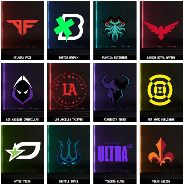 The 12 CDL teams competing in Major 1.