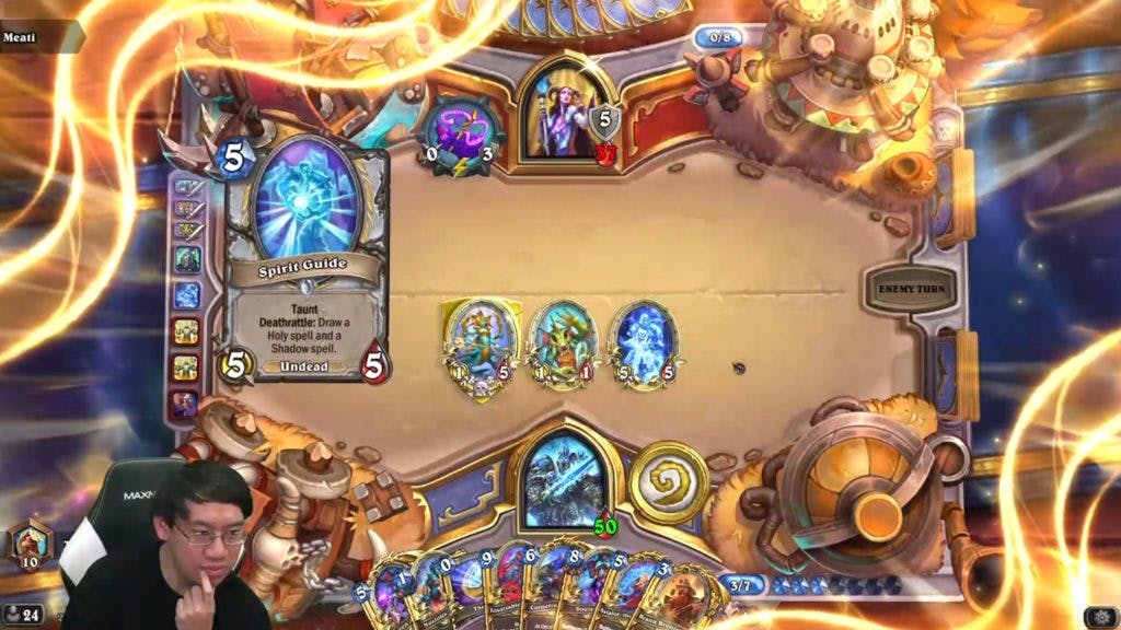 Trump versus Meati during the March of the Lich King theorycrafting livestream. Image via Trump on Twitch.
