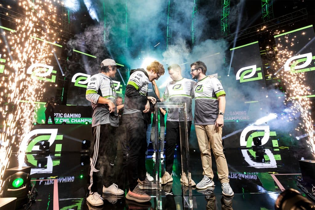 OpTic Gaming winning Call of Duty World Championship in 2017. Photo via Turtle Beach.