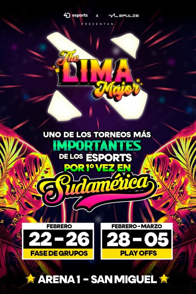 The official poster of Lima Major in the Spanish language.