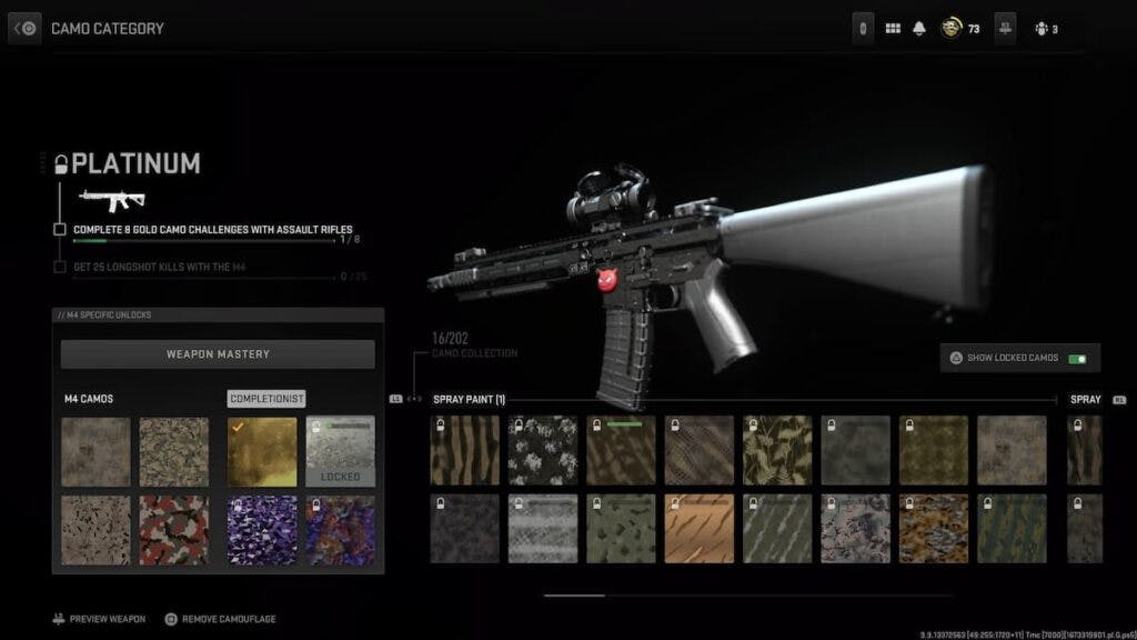 You can view if your camo has a longshot challenge (Image via Esports.gg)