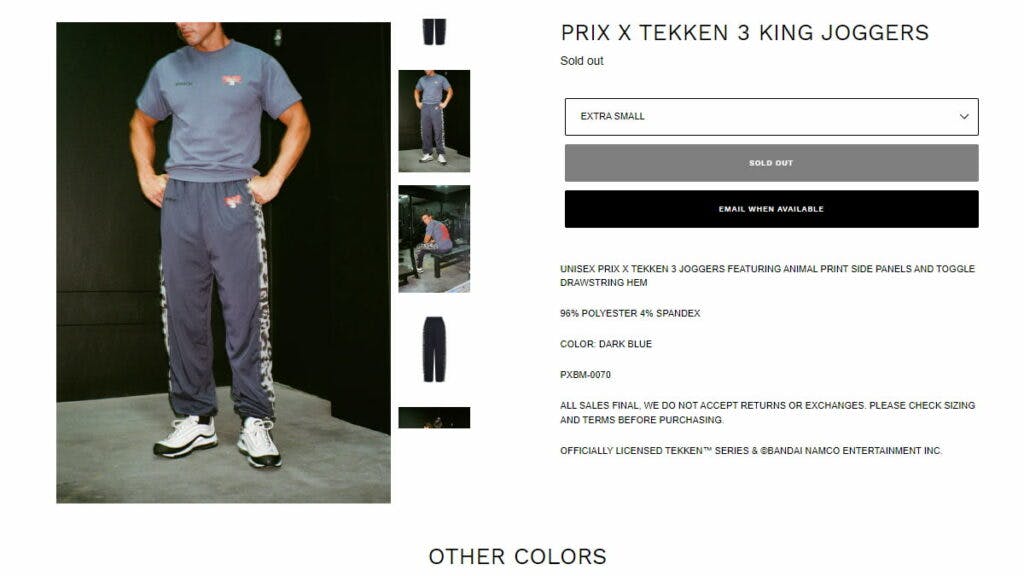 Part of the now sold-out King outfit on PRIX WORKSHOP's website