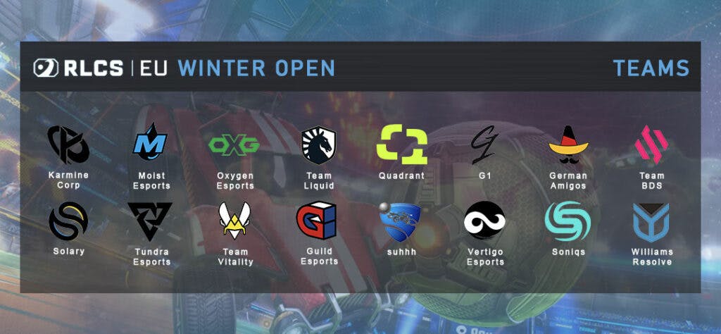 RLCS EU Winter Open Teams. Image via Esports.gg.