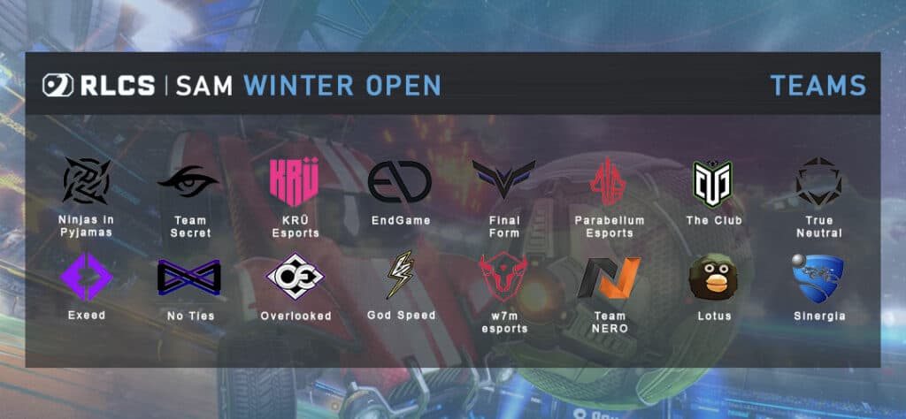 RLCS SAM Winter Open Teams. Image via Esports.gg.