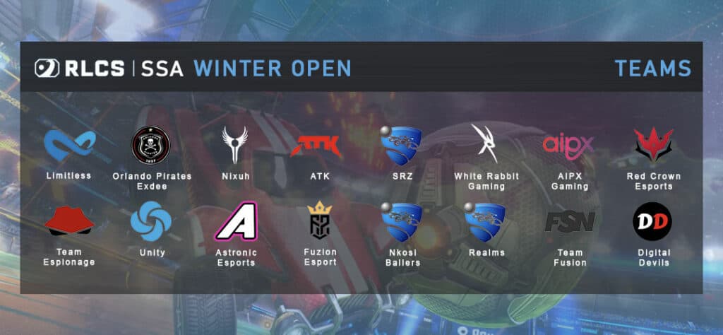 RLCS SSA Winter Open Teams. Image via Esports.gg.