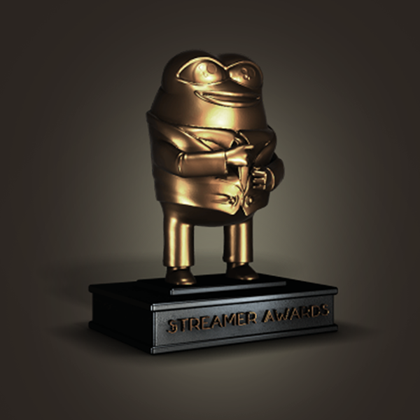 Streamer Awards trophy depicting a variation of&nbsp;Pepe the Frog.