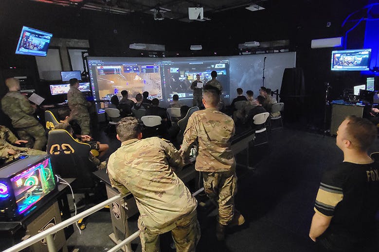 &nbsp;Army West Point Esports Rocket League competes with the support of fellow cadets. (Image via West Point U.S Military Academy)