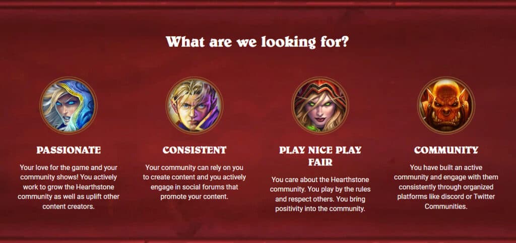 The Hearthstone Creator Program information (Image via Blizzard Entertainment)