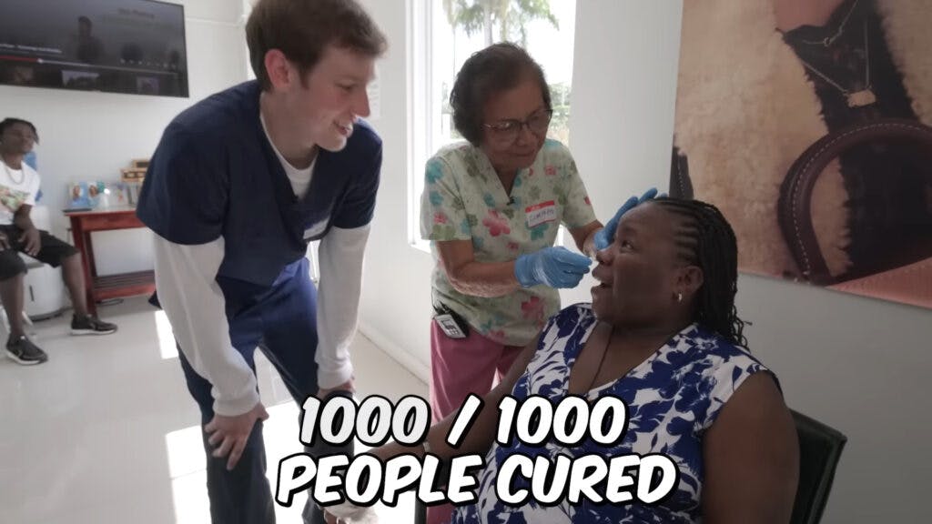 Screenshot from MrBeast's "1,000 Blind People See For The First Time"