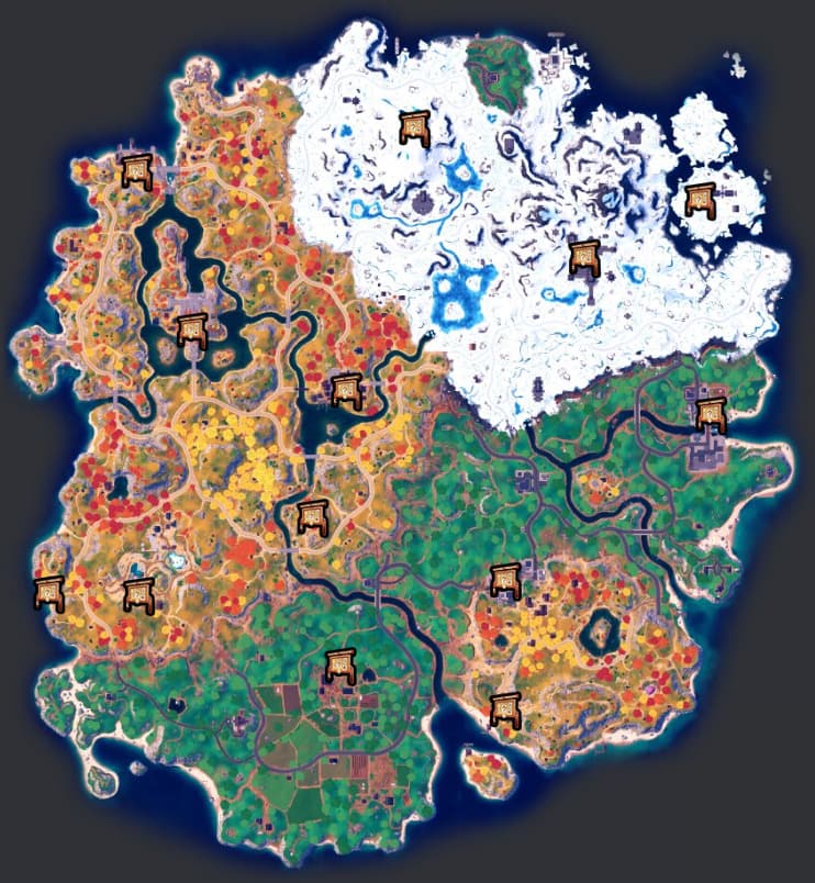 All Bounty Board locations via Fortnite.GG