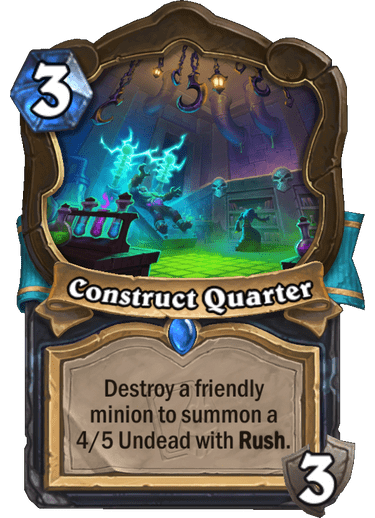 Construct Quarter features a 61.6% Win-Rate when kept in the Mulligan - Stats by <a href="https://hsreplay.net/cards/#rankRange=LEGEND&amp;playerClass=DEATHKNIGHT&amp;sortBy=mulliganWinrate" target="_blank" rel="noreferrer noopener nofollow">HsReplay</a>
