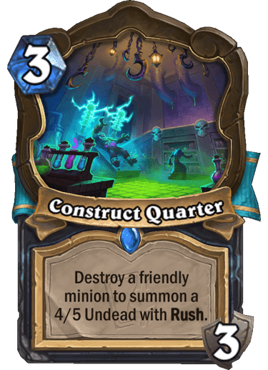 Construct Quarter features a 61.6% Win-Rate when kept in the Mulligan - Stats by <a href="https://hsreplay.net/cards/#rankRange=LEGEND&playerClass=DEATHKNIGHT&sortBy=mulliganWinrate" target="_blank" rel="noreferrer noopener nofollow">HsReplay</a>