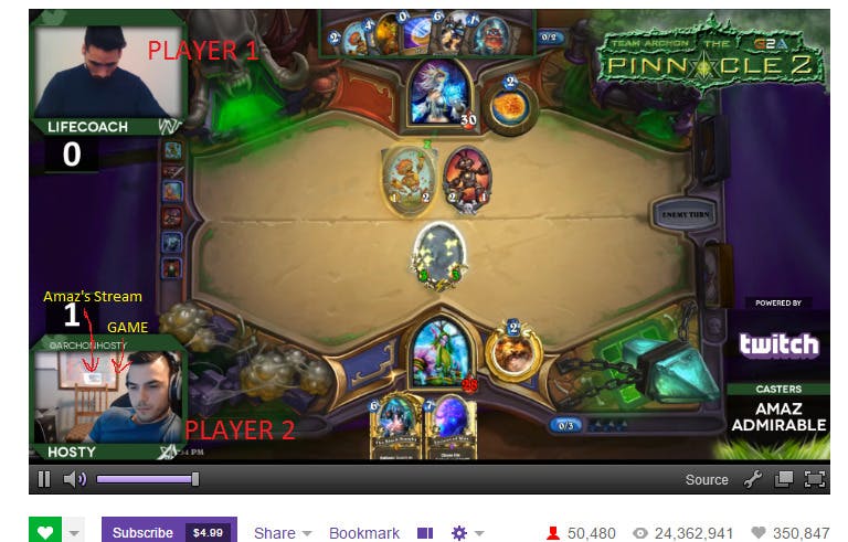 Broadcast reflection on Hosty's background ought by his webcam - Image via <a href="https://www.reddit.com/r/hearthstone/comments/2u4d4r/hosty_cheating_vs_lifecoach_pinnacle_2/" target="_blank" rel="noreferrer noopener nofollow">Reddit</a>