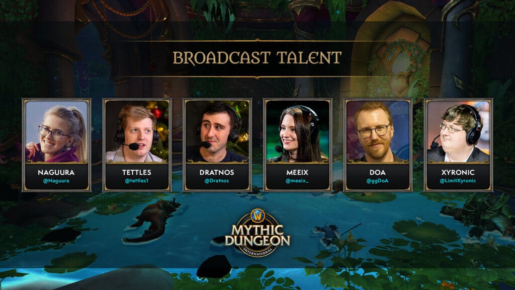 World of Warcraft Mythic Dungeon International broadcast talent (Image via Blizzard Entertainment)