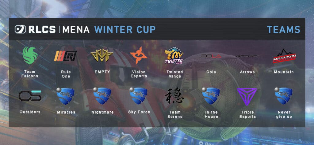 RLCS MENA Winter Cup teams. Image from Esports.gg.