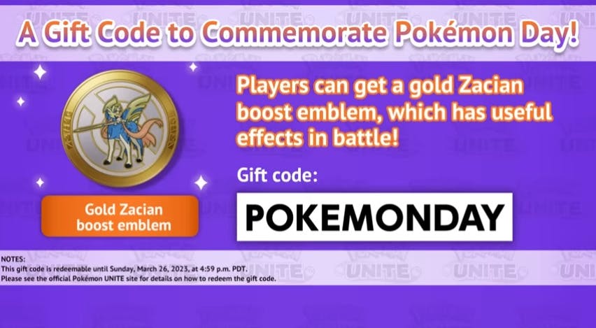 Pokémon Unite gift code (Image via The Pokémon Company)