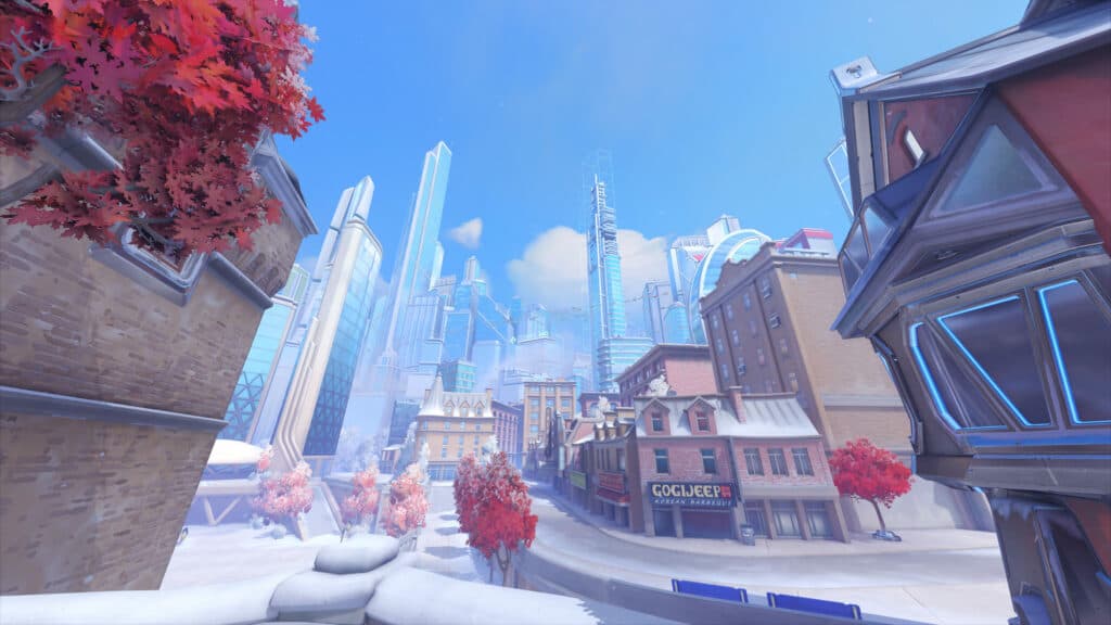 The New Queen Street Push map in Overwatch 2 (Image via Blizzard Entertainment)