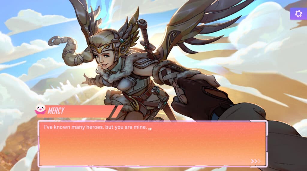 Overwatch dating sim Mercy ending (Image via Blizzard Entertainment)