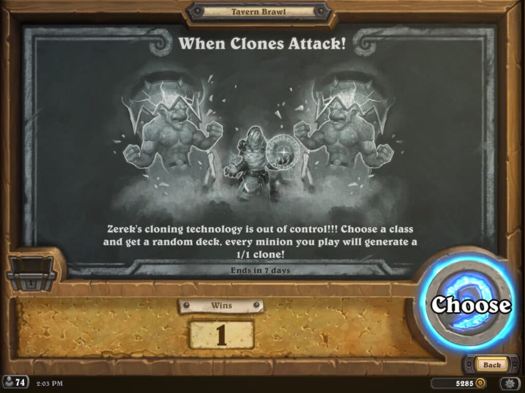 Tavern Brawl information (Image via Blizzard Entertainment)