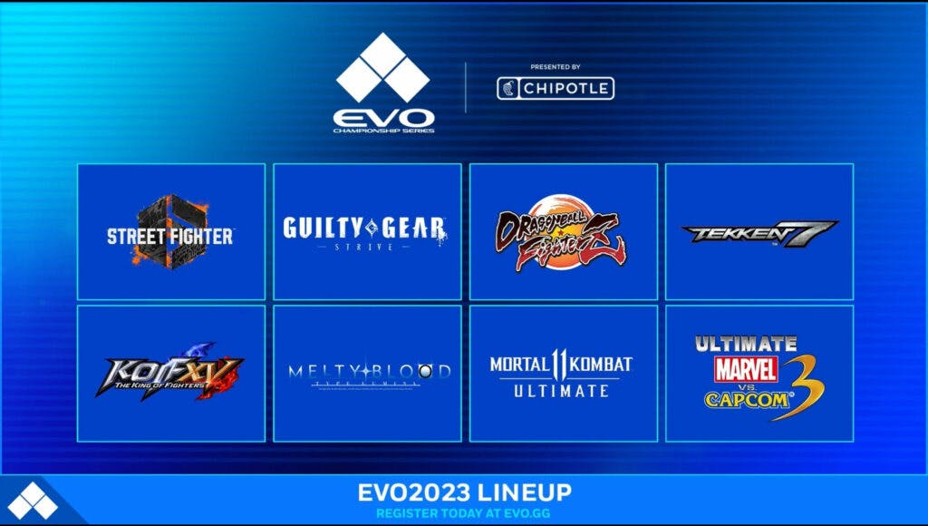 List of EVO 2023 games lineup (Image via EVO)
