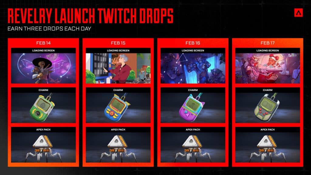 The Apex Legends Anniversary event Twitch drops. (Image via Respawn)