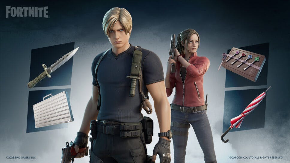 Leon S Kennedy and Claire Redfield in Fortnite: How to unlock cover image