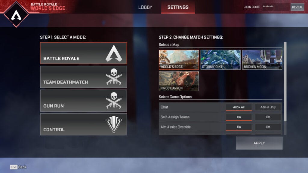 Apex Legends settings screenshot (Image via Respawn Entertainment)