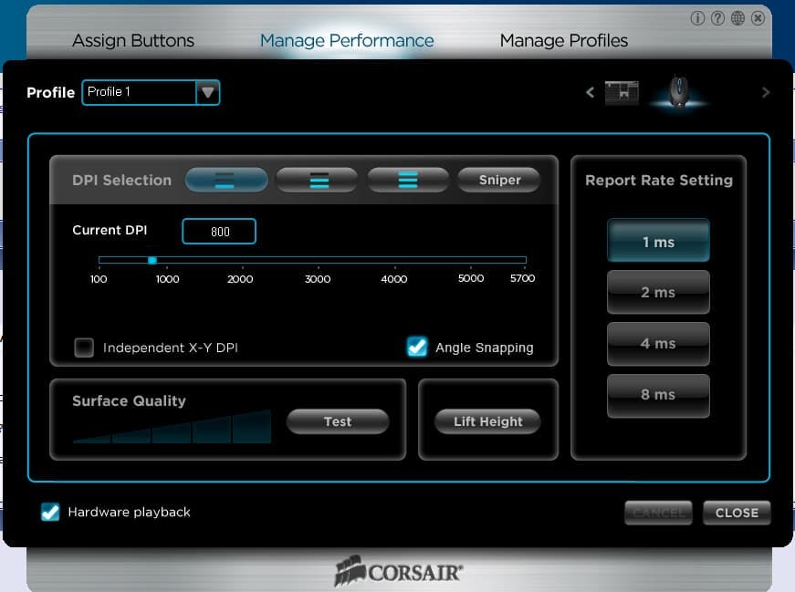 The mouse software will have the option for toggling (Image via Corsair)