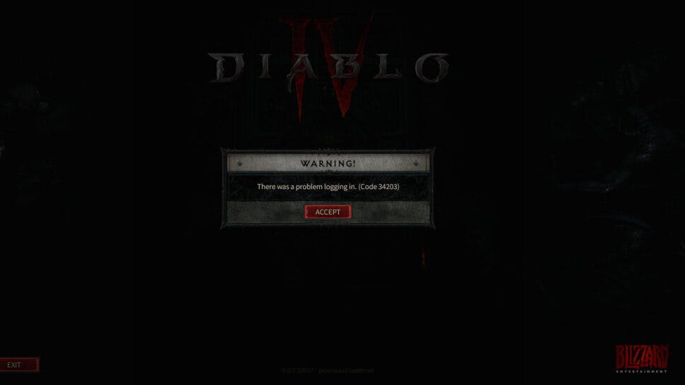 What is the Diablo IV beta error code 34203? cover image