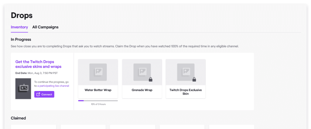Twitch drops location (Image via Twitch)