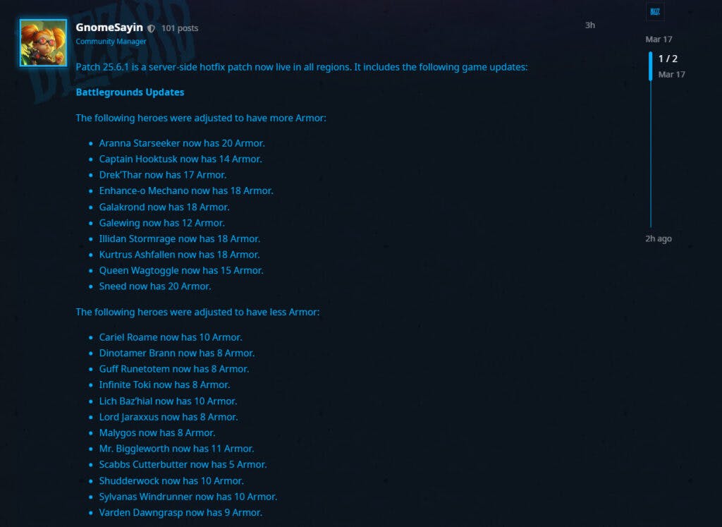 Hearthstone Battlegrounds patch 25.6 updates (Image via Blizzard Entertainment)